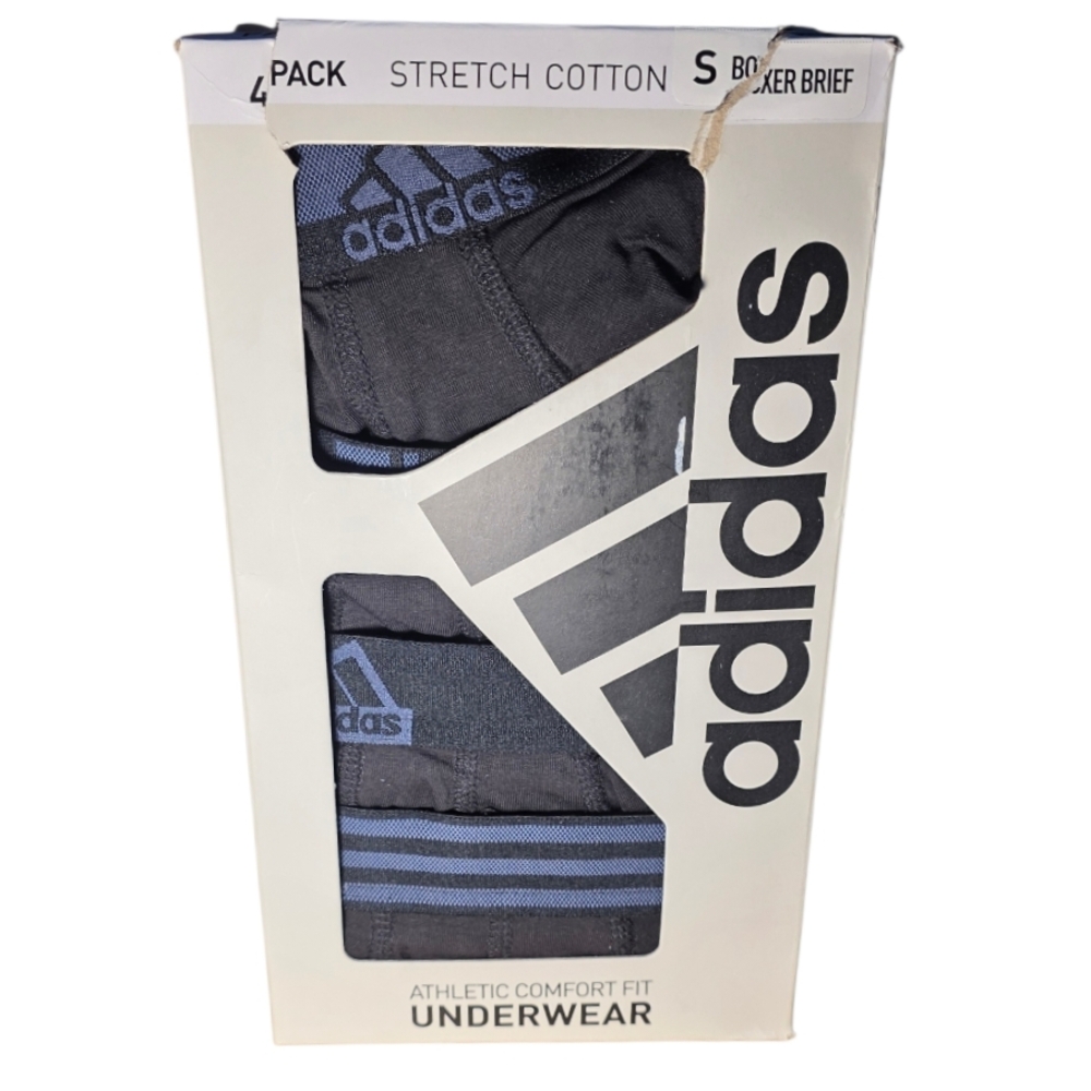 Adidas 4-Pack Athletic Comfort Fit Premium Stretch Cotton Boxer Brief Size Small